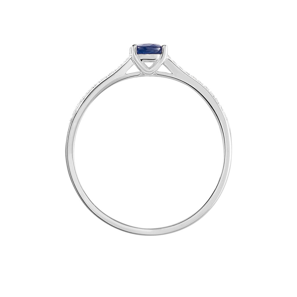 Anillo Santa Bárbara Oro Blanco 18k con Zafiro Azul Ovalado y Diamantes