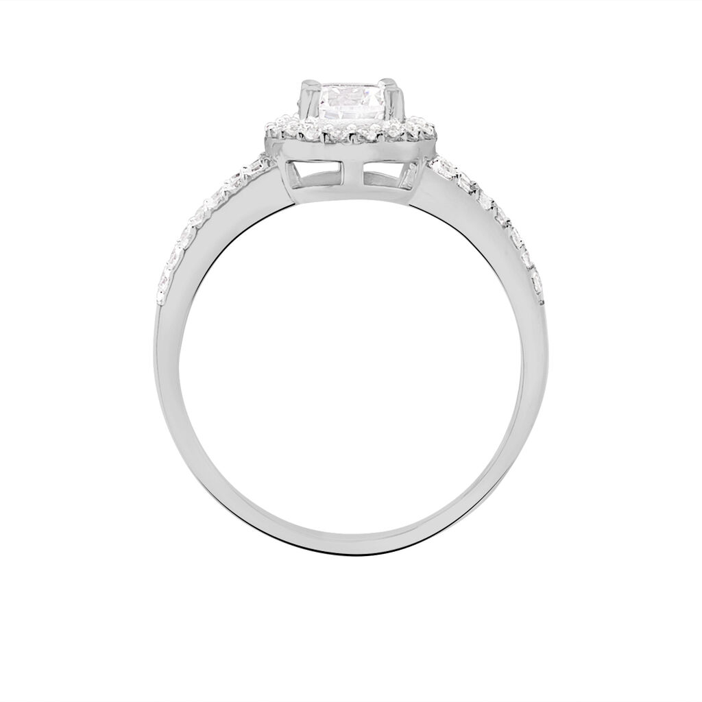 Anillo con Diamante Natural en Oro Blanco 18k y Diseño de Halo