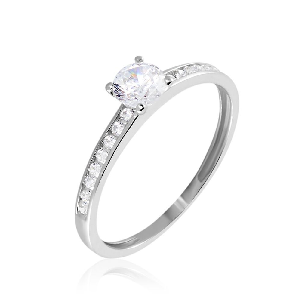 Anillo de Compromiso en Oro Blanco, con diamantes blancos y