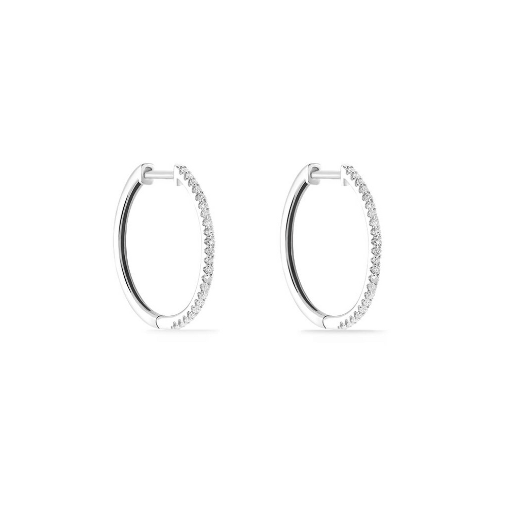 Aretes Candongas Vilna Juli & Co: Oro Blanco y Diamantes Naturales para un Estilo Versátil y Seguro