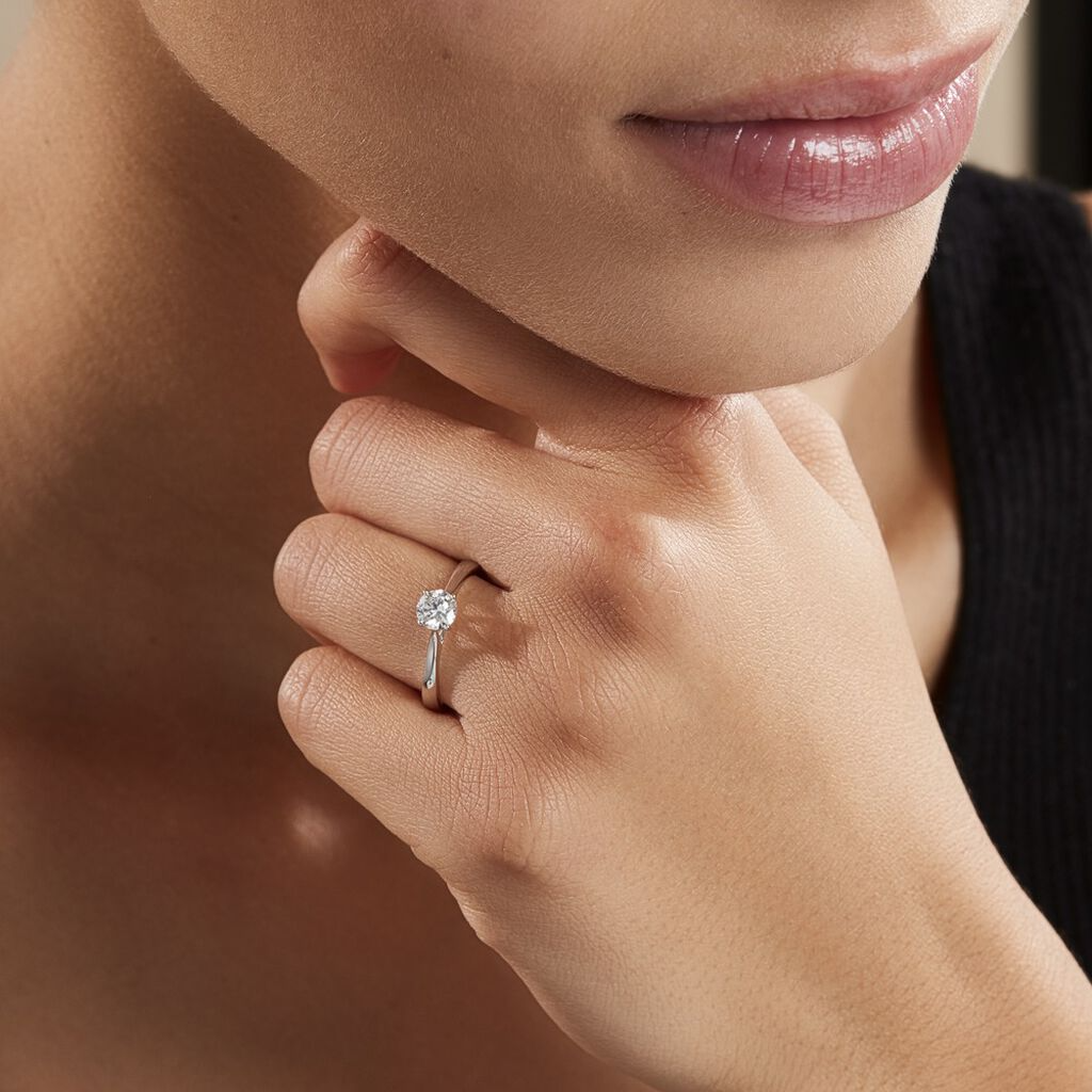 Anillo Compromiso Solitario San Diego Oro Blanco con Diamante Natural 0.50ct