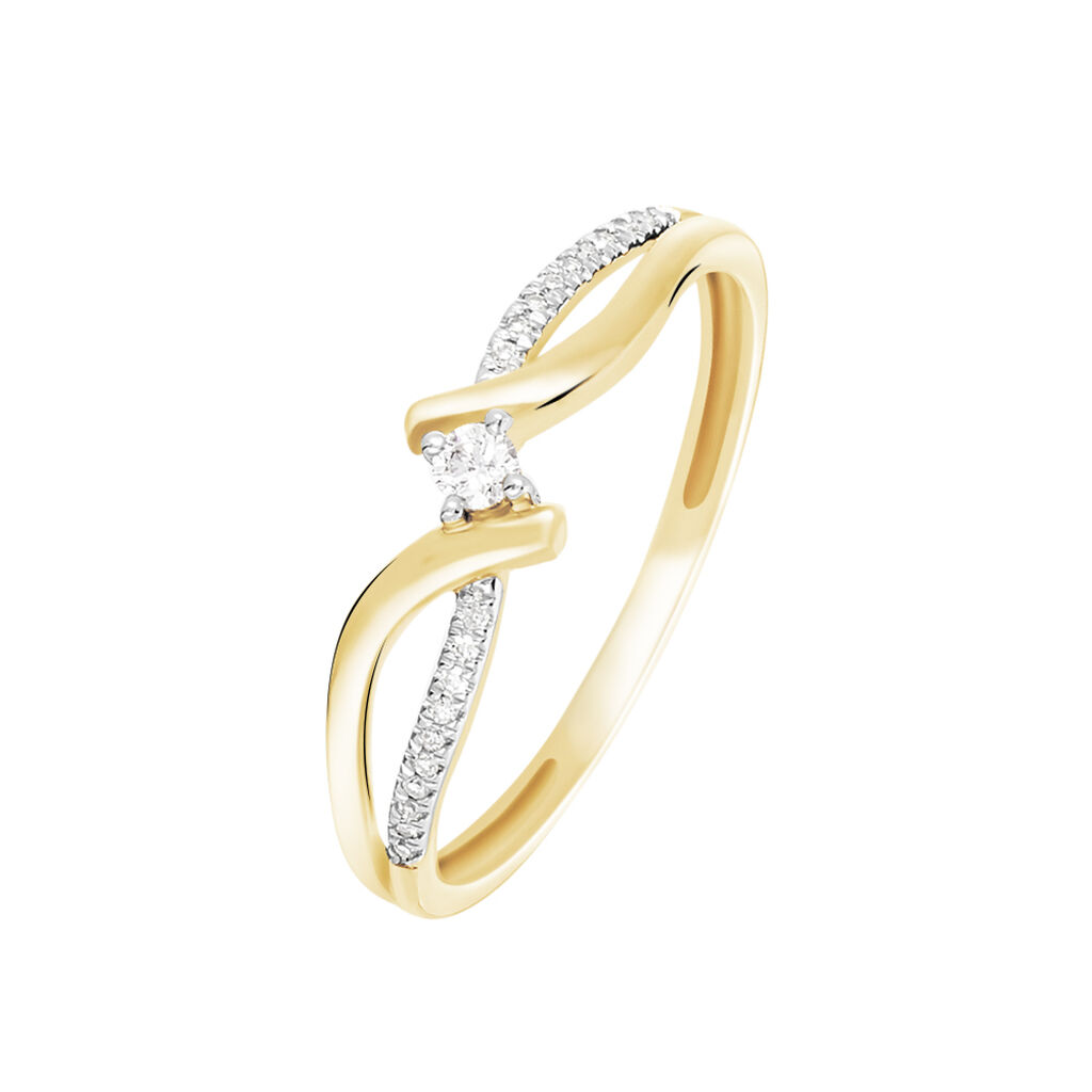 Anillo de Compromiso en Oro Amarillo con Aro Doble y Diamante