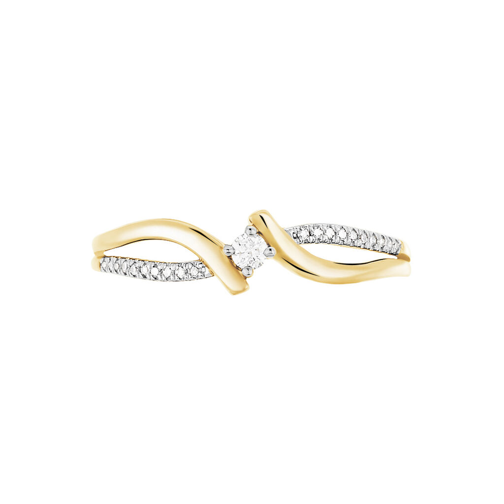 Anillo de Compromiso en Oro Amarillo con Aro Doble y Diamante