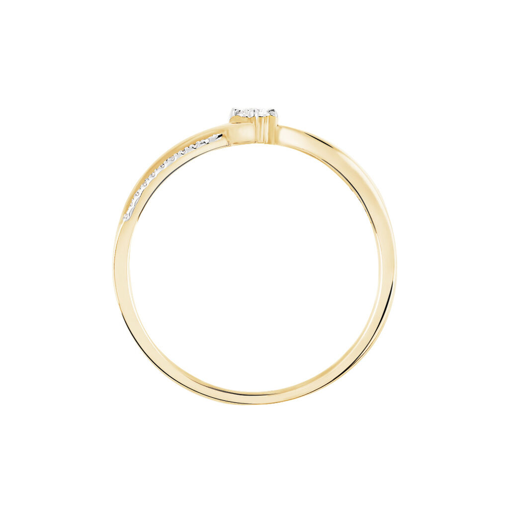 Anillo de Compromiso en Oro Amarillo con Aro Doble y Diamante