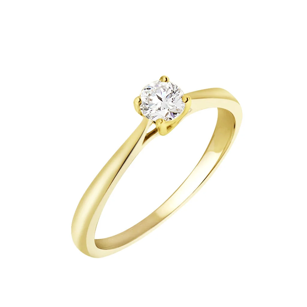 Anillo de compromiso estilo solitario en oro amarillo de 18k con diamante  Marsella - Main Image