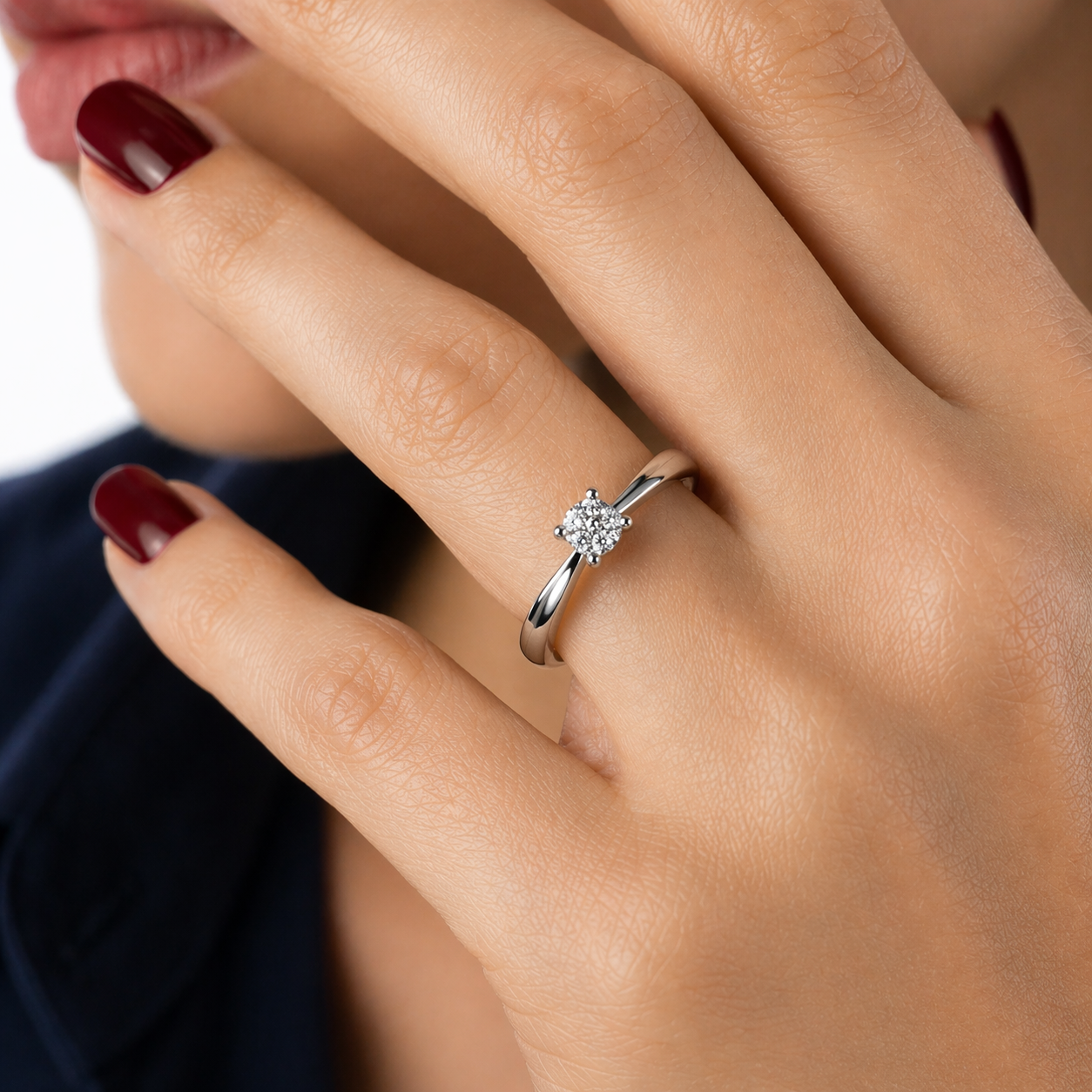 Anillo de diamante para compromiso en oro blanco 18k - Providencia
