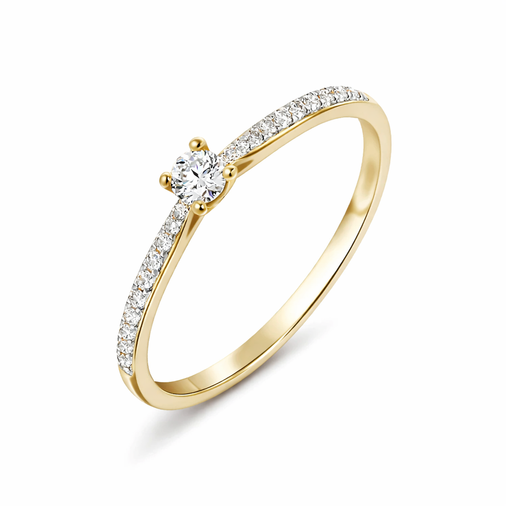Anillo de oro amarillo con diamantes naturales 