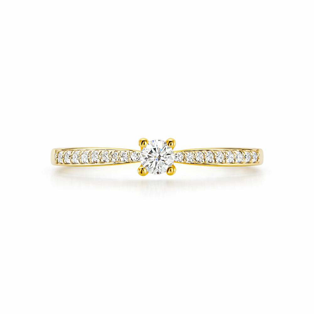 Anillo de oro amarillo con diamantes naturales 