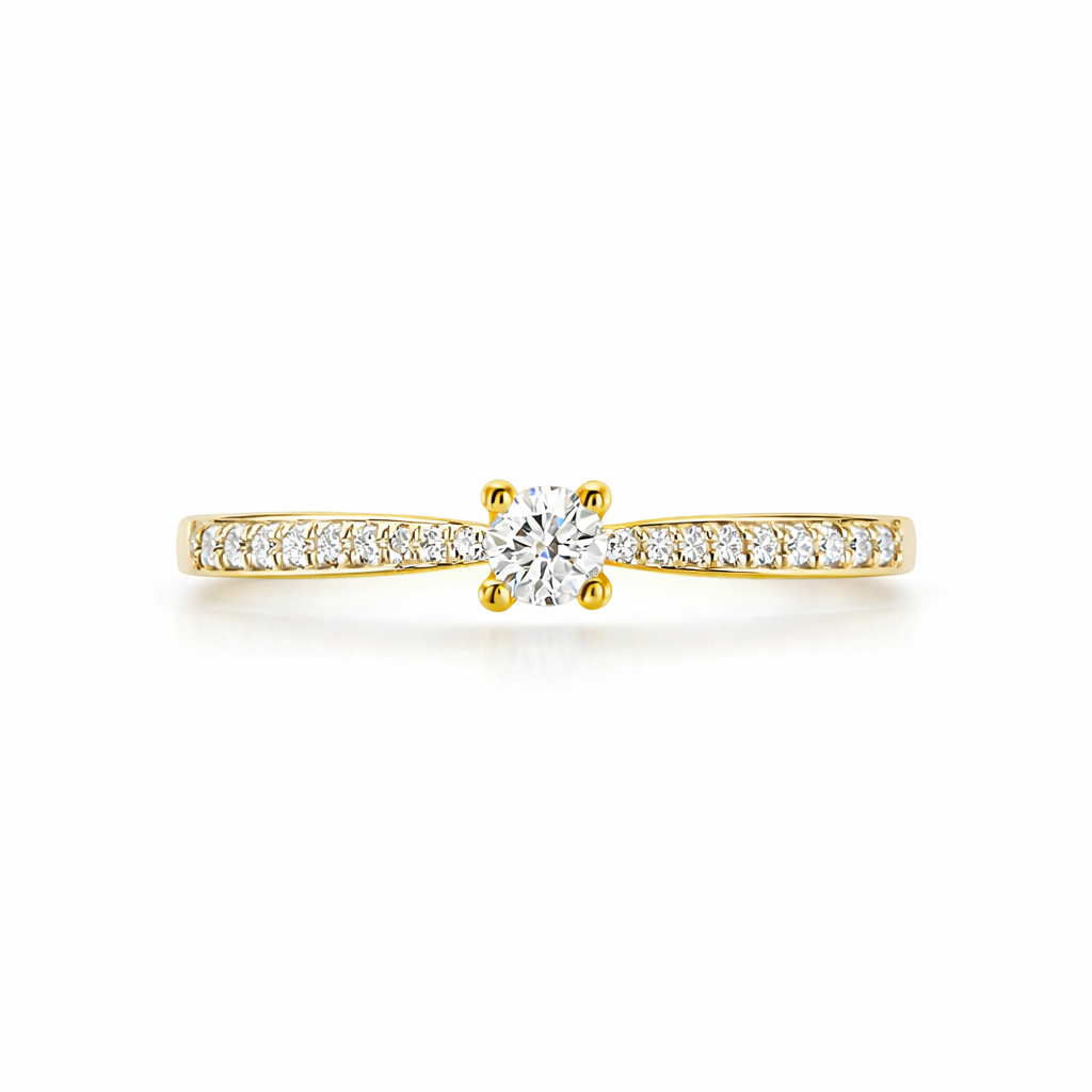 Anillo de oro amarillo con diamantes naturales 