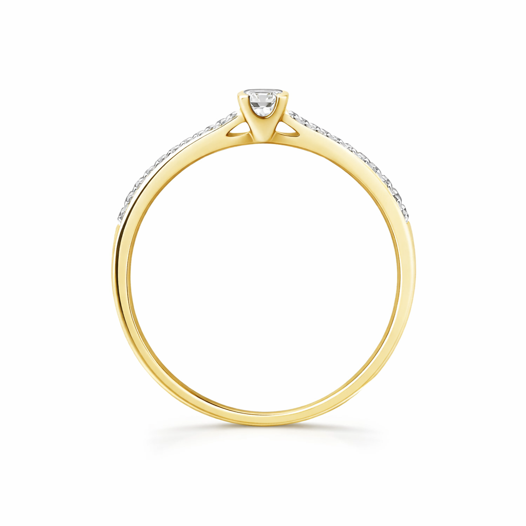 Anillo de oro amarillo con diamantes naturales 