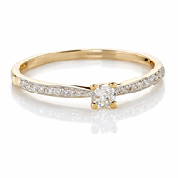 Anillo de oro amarillo con diamantes naturales 