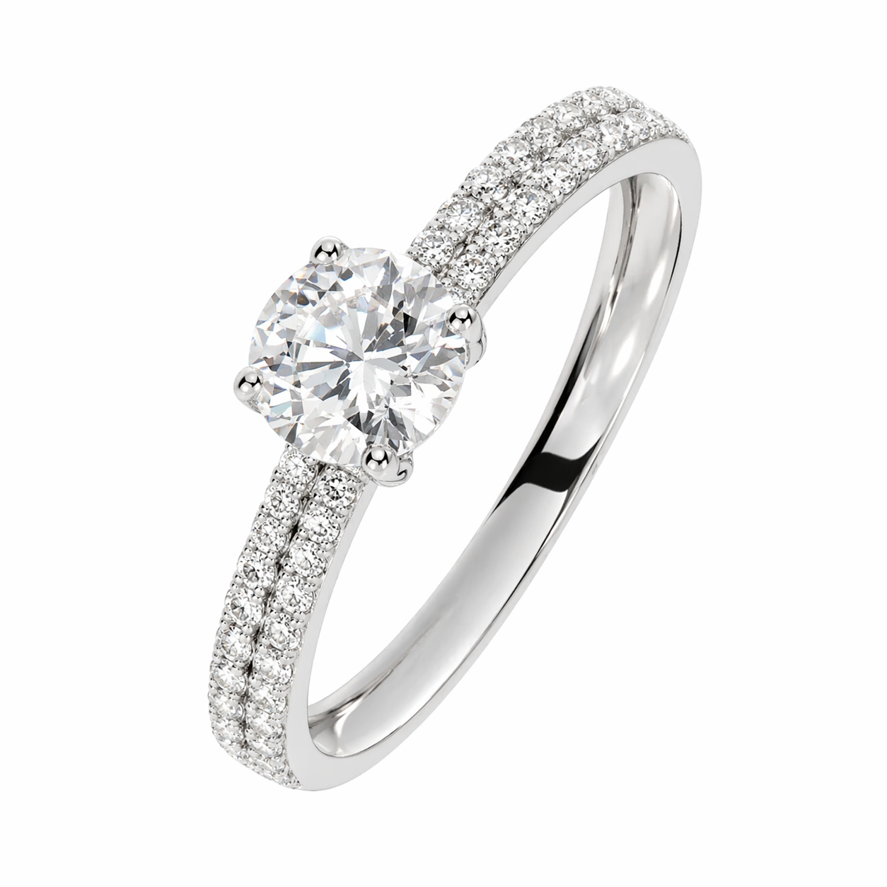 Anillo con diamantes en oro blanco