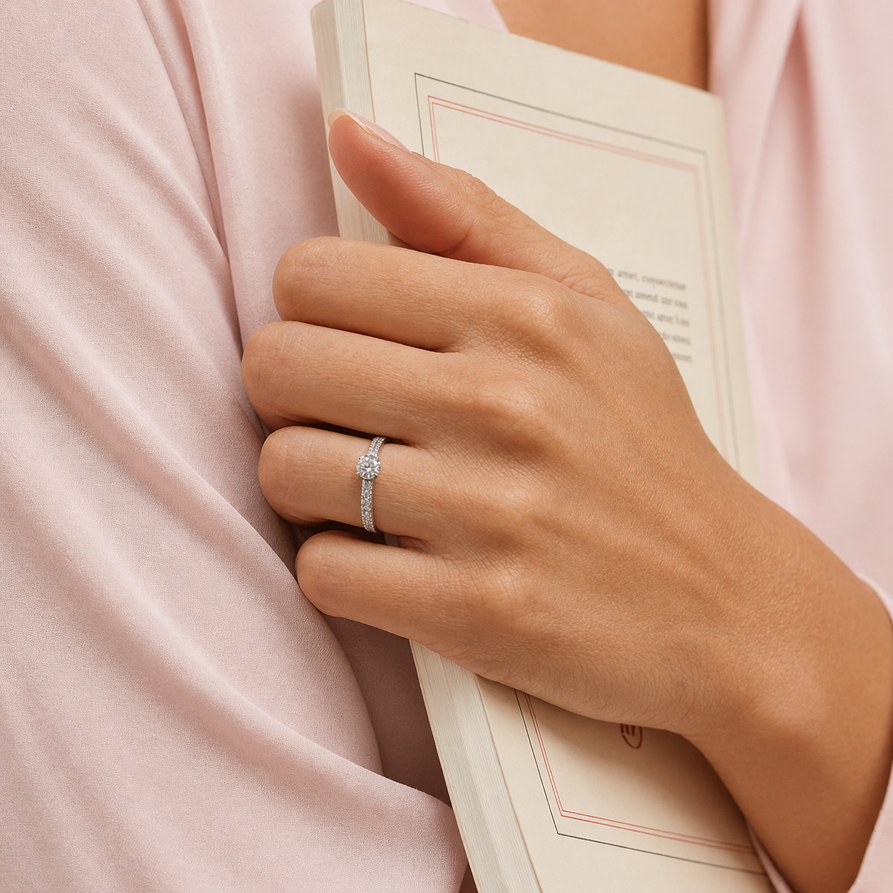 Anillo con diamantes en oro blanco