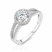 Anillo con halo de diamantes en oro blanco 