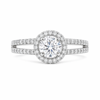 Anillo con halo de diamantes en oro blanco 