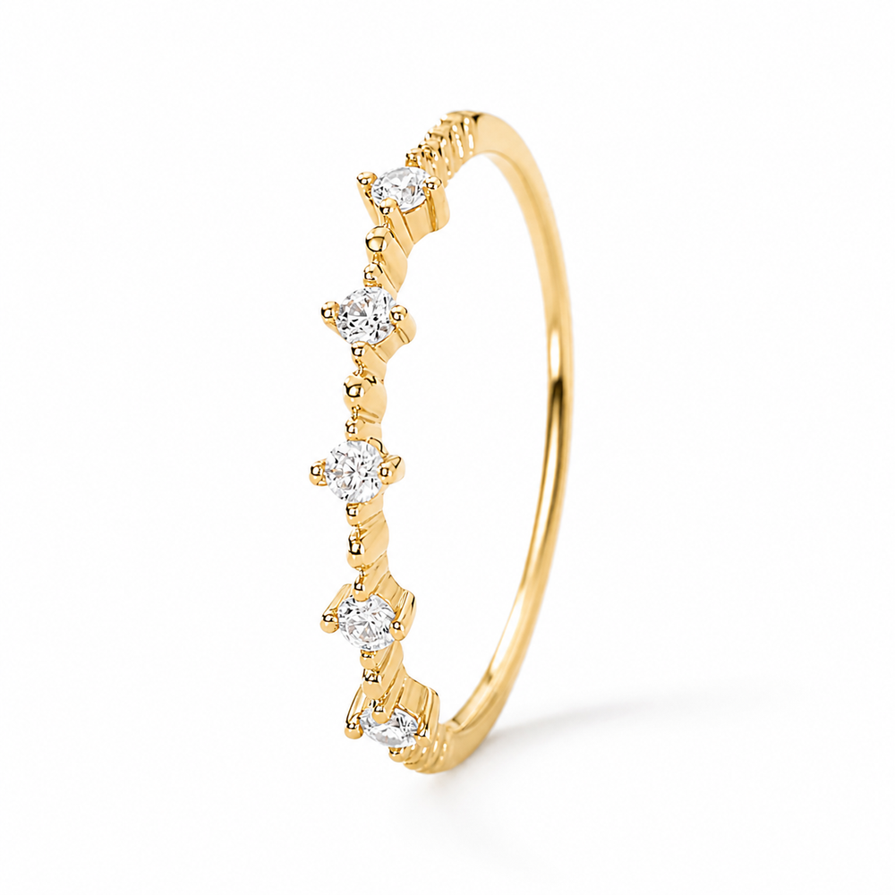 Anillo de Oro Amarillo 18K con 5 Diamantes Redondos – Belfast