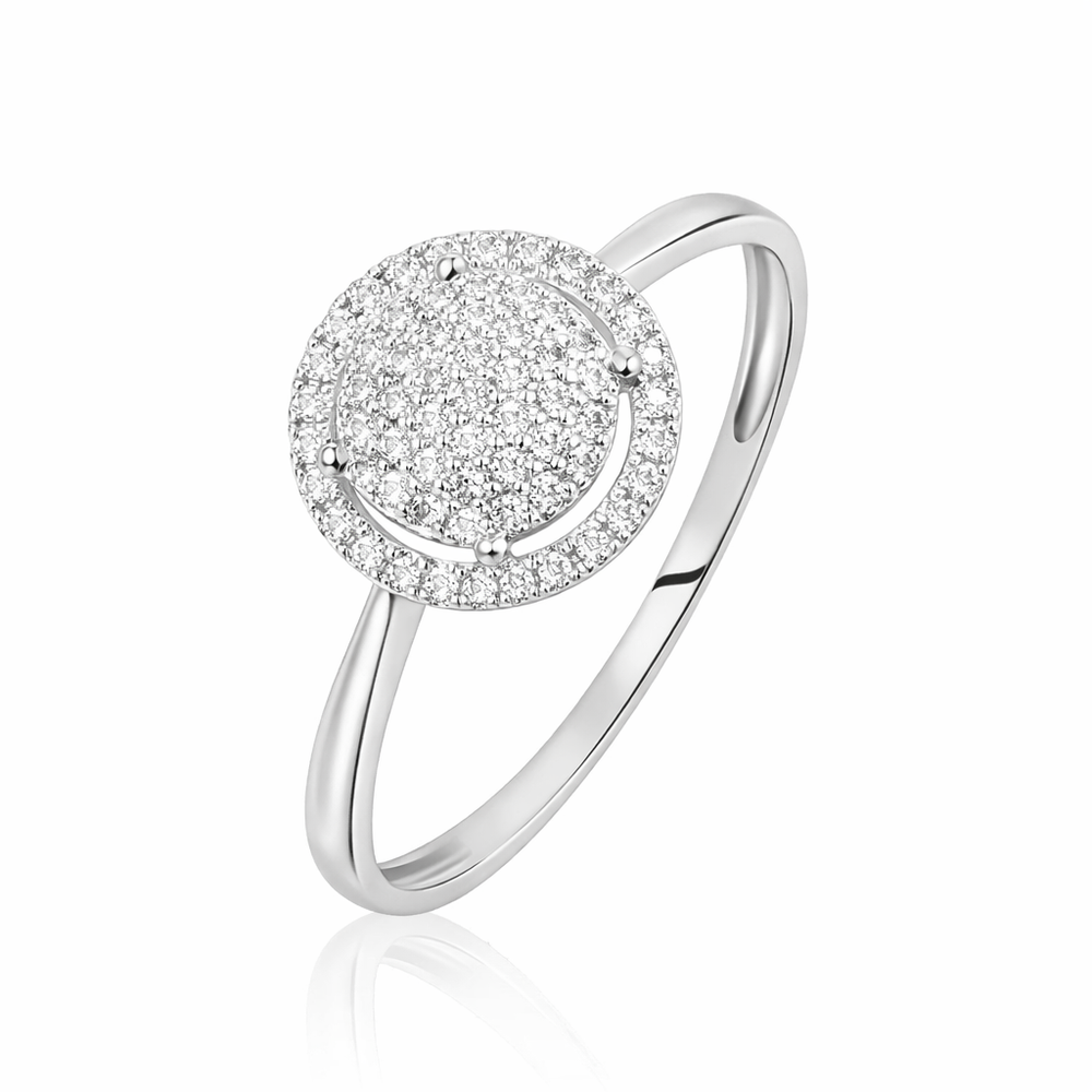 Anillo de oro blanco con diamantes engaste pavé
