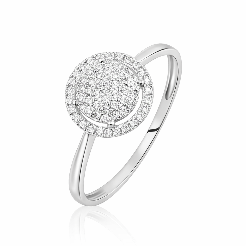 Anillo de oro blanco con diamantes engaste pavé