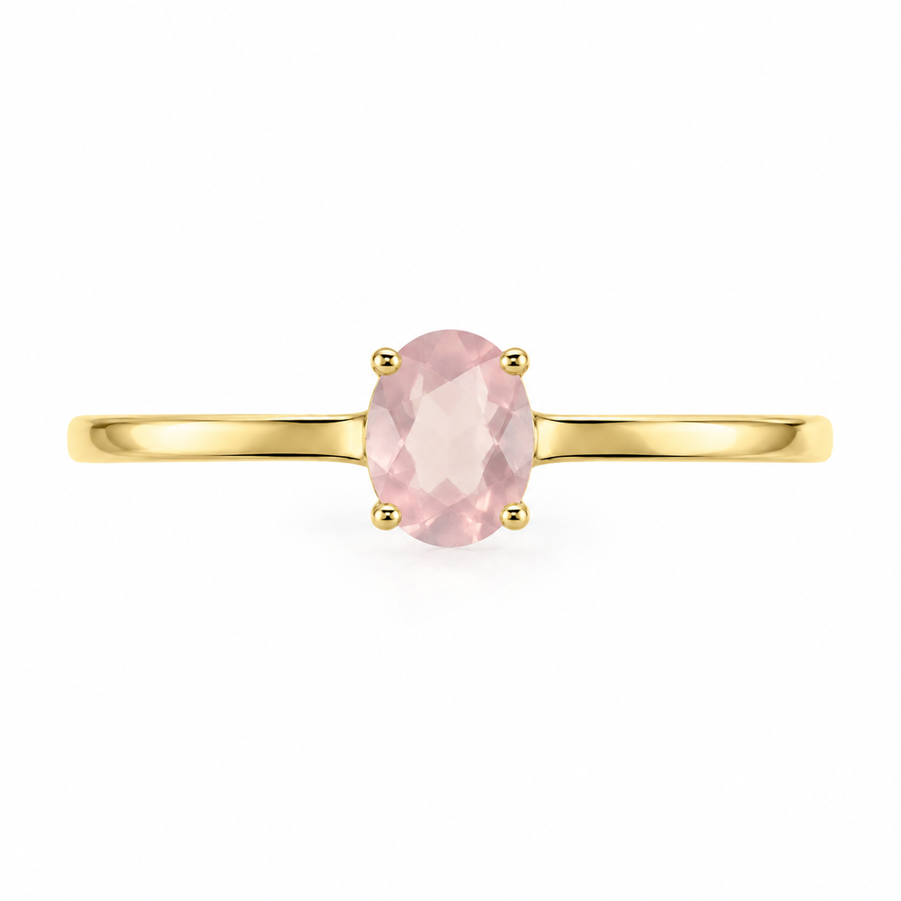 Anillo de oro amarillo 18k con cuarzo rosado natural. 