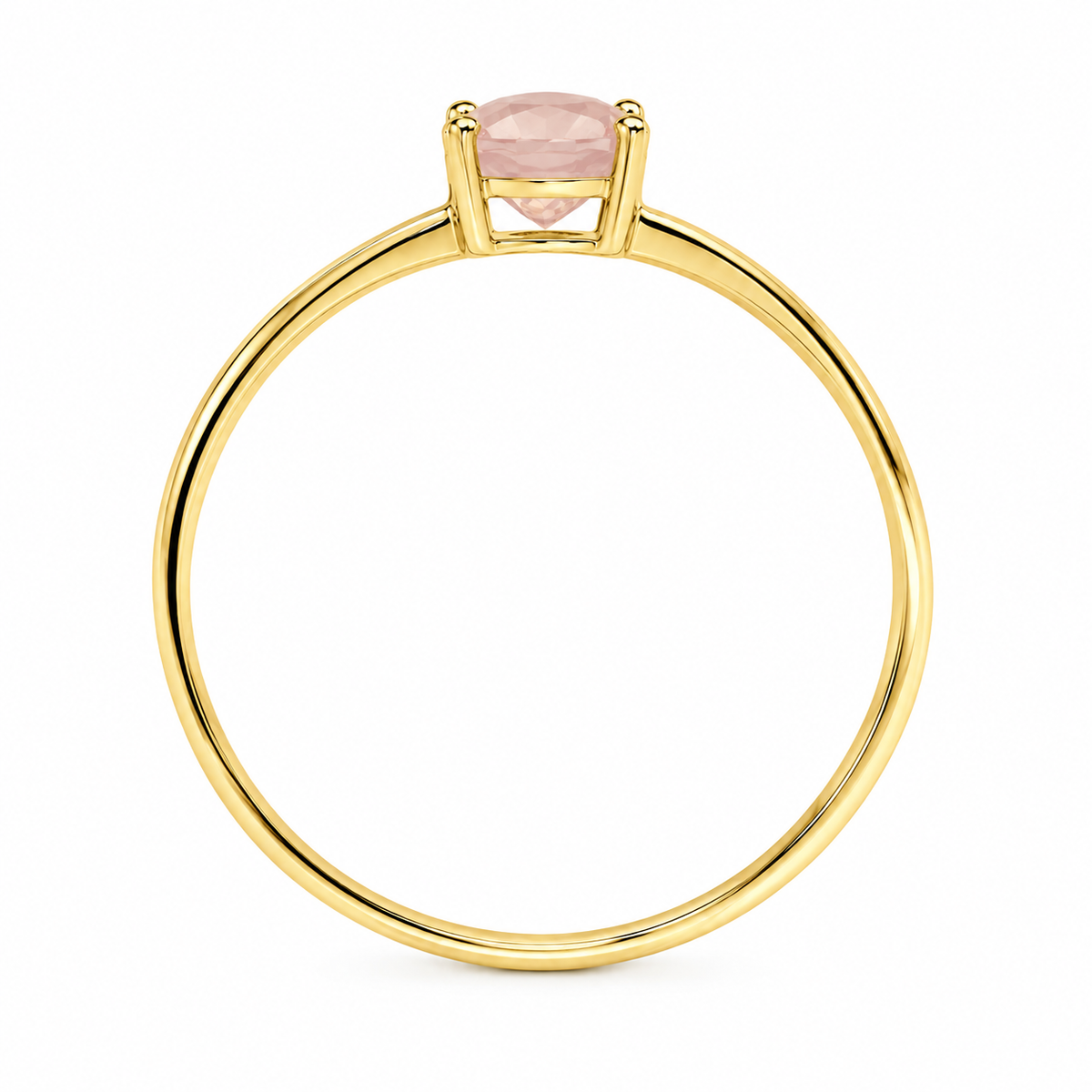 Anillo de oro amarillo 18k con cuarzo rosado natural. 