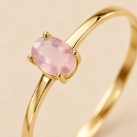 Anillo de oro amarillo 18k con cuarzo rosado natural. 
