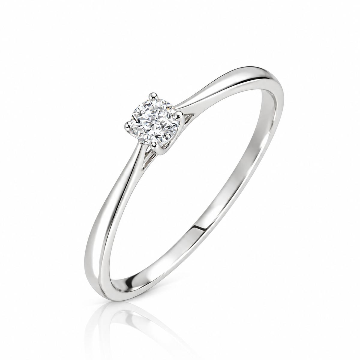 Anillo solitario con diamante natural en oro blanco 18k