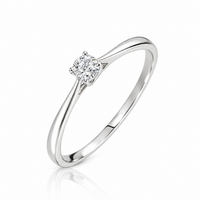 Anillo solitario con diamante natural en oro blanco 18k