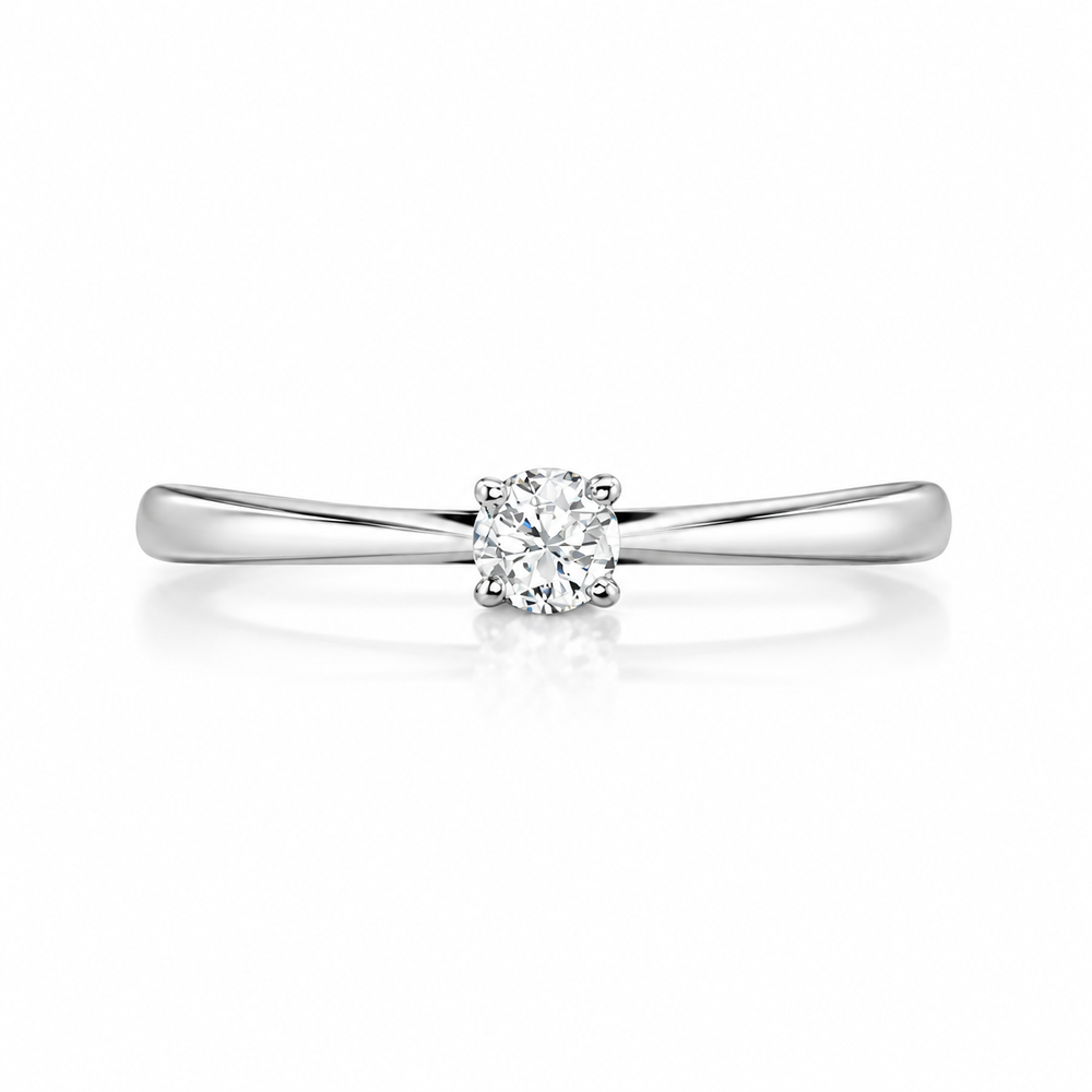 Anillo solitario con diamante natural en oro blanco 18k