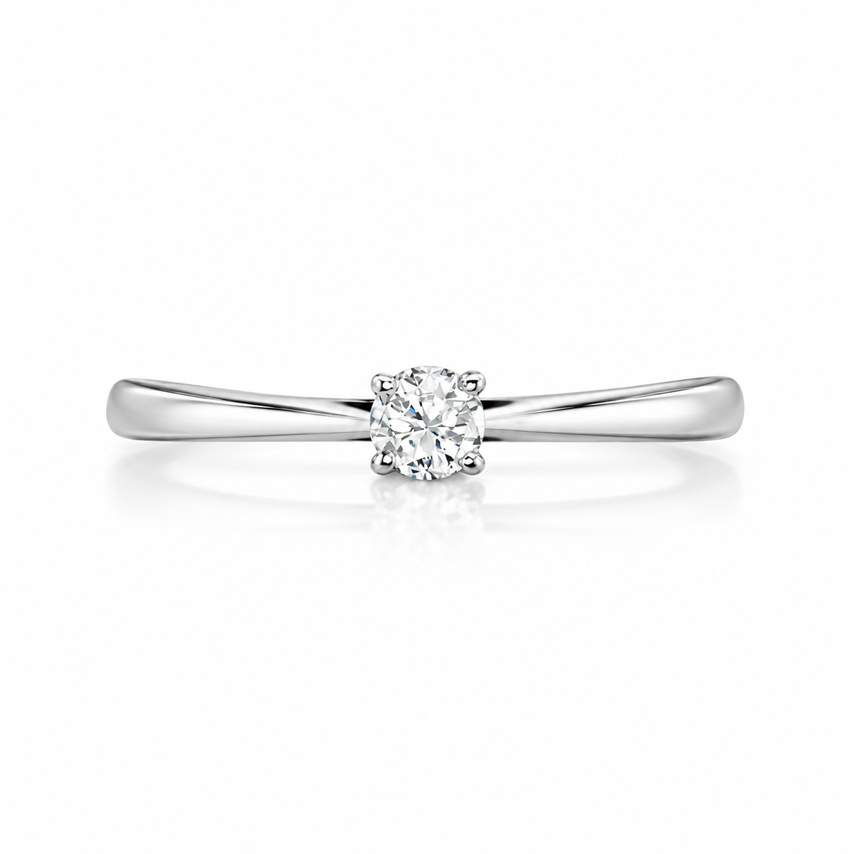 Anillo solitario con diamante natural en oro blanco 18k