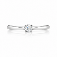 Anillo solitario con diamante natural en oro blanco 18k