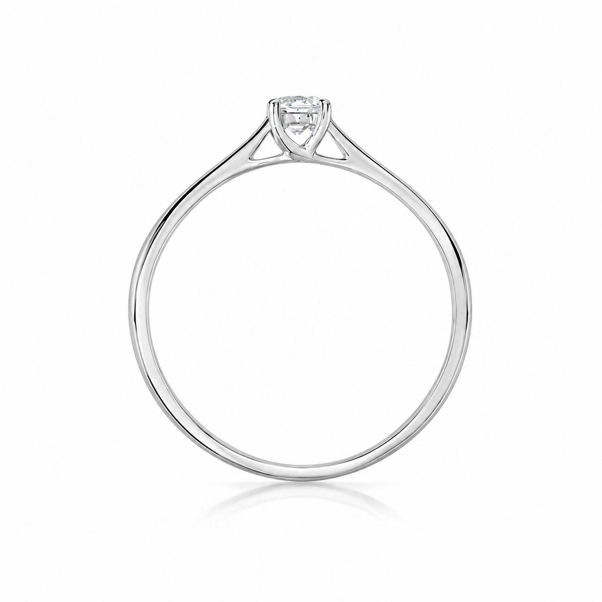 Anillo solitario con diamante natural en oro blanco 18k