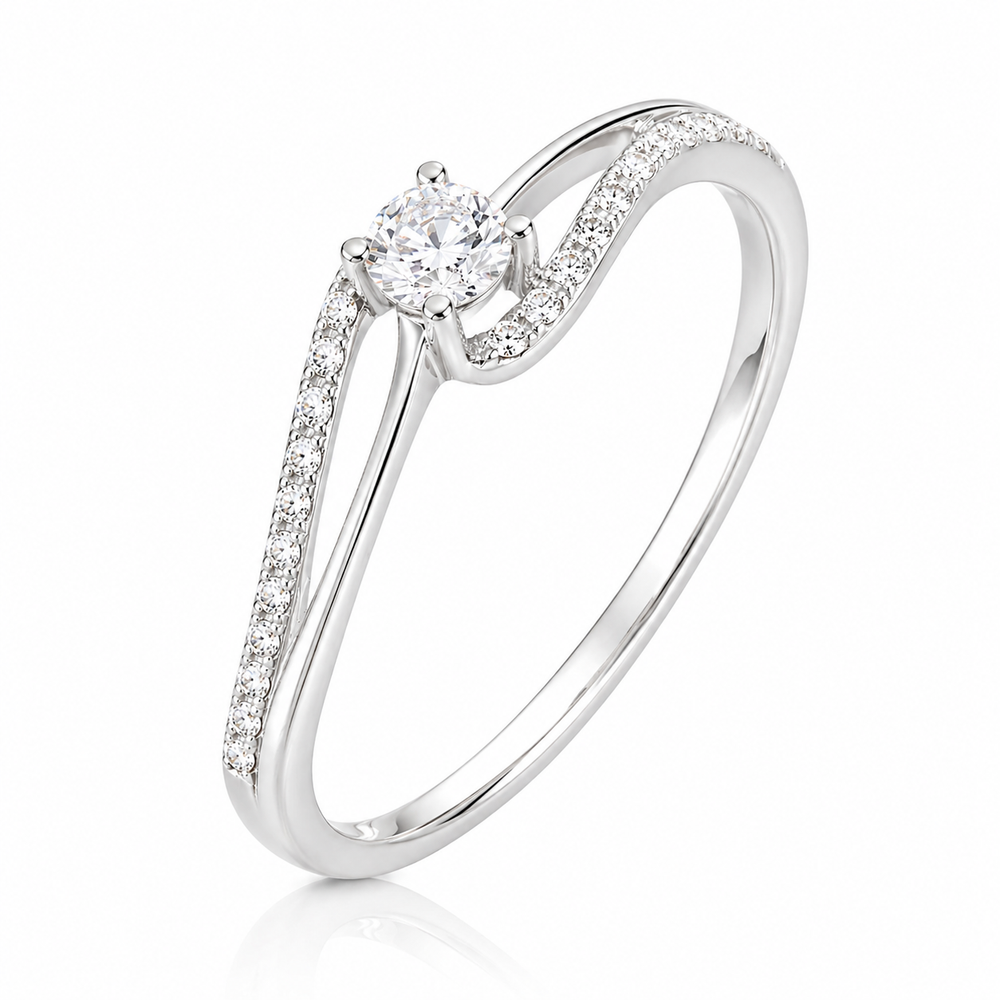 Anillo de compromiso de oro blanco 