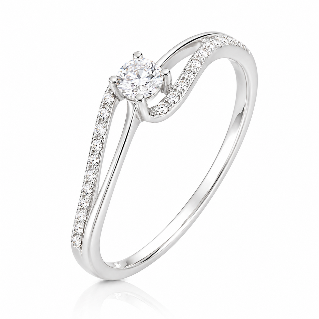 Anillo de compromiso de oro blanco 