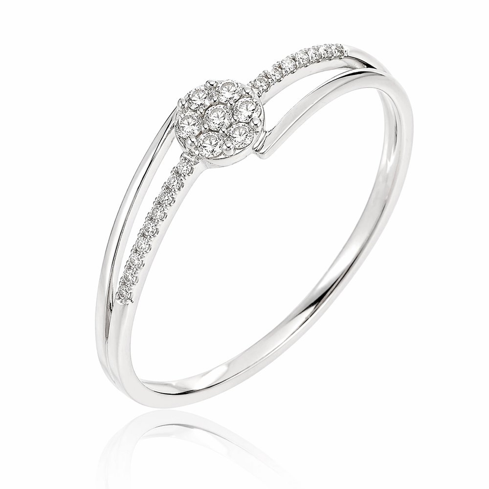 Anillo de diamantes en pave de oro blanco