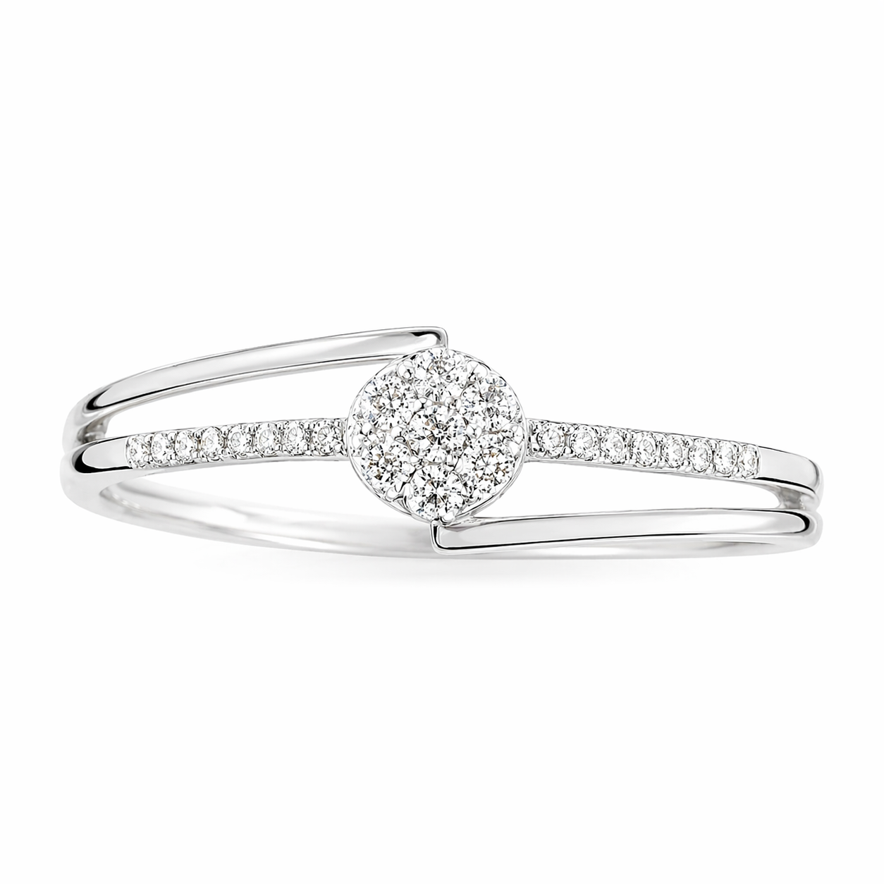 Anillo de diamantes en pave de oro blanco