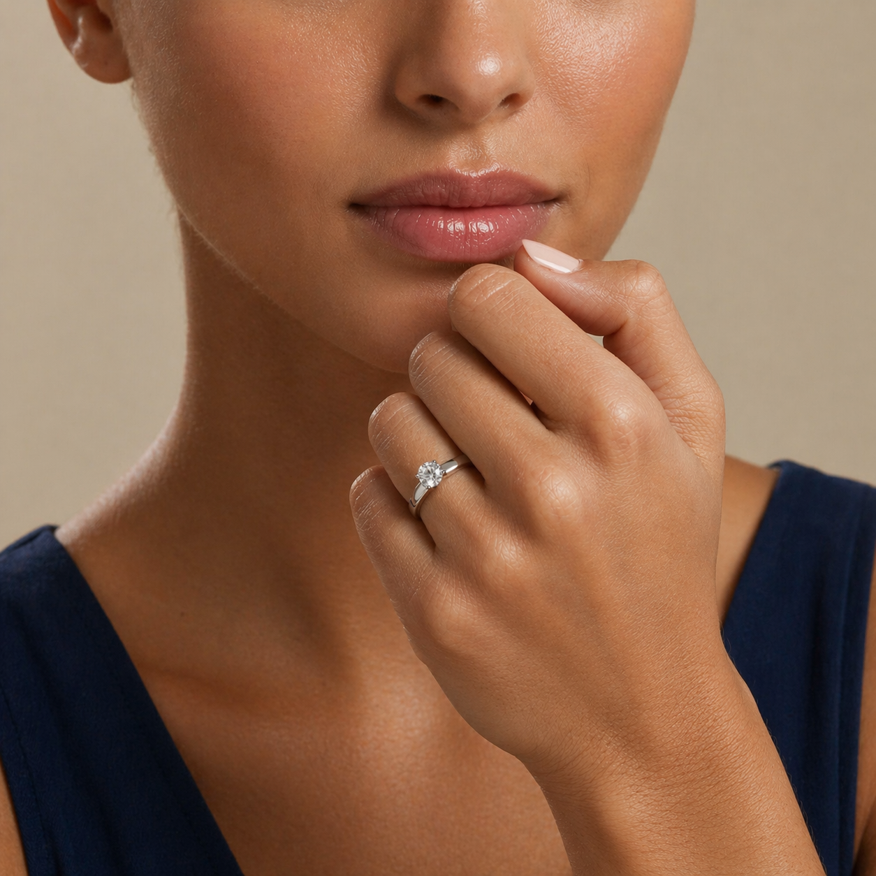 Anillo de compromiso para mujer de oro blanco 18k - Dubai