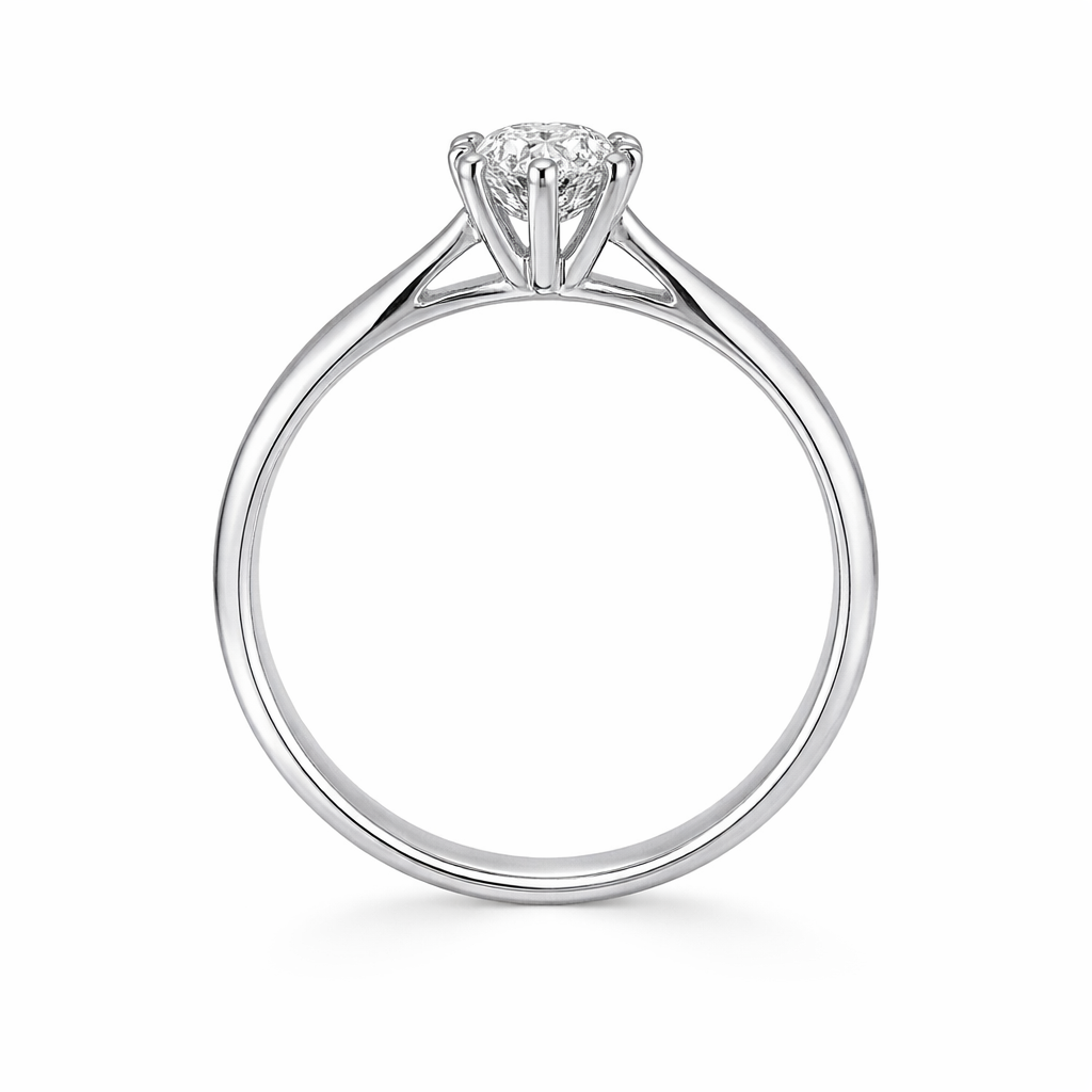 Anillo de compromiso en oro blanco con diamante redondo natural