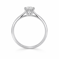 Anillo de compromiso en oro blanco con diamante redondo natural