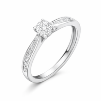 Anillo de compromiso de oro blanco con diamantes estilo pavé