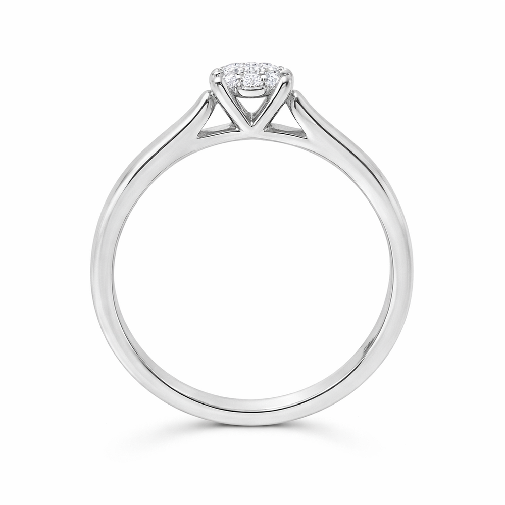 Anillo de compromiso de oro blanco con diamantes estilo pavé