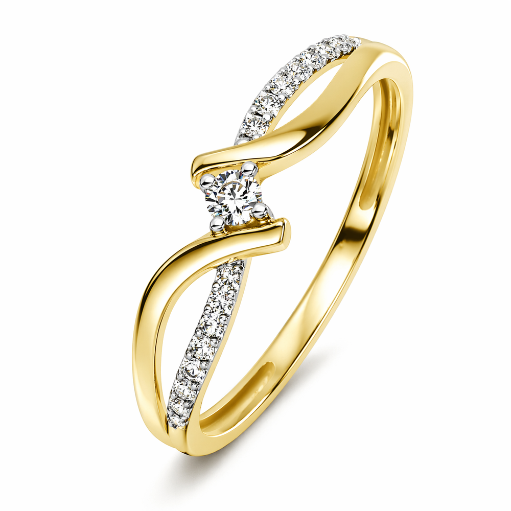 Anillo de oro amarillo con diamantes 