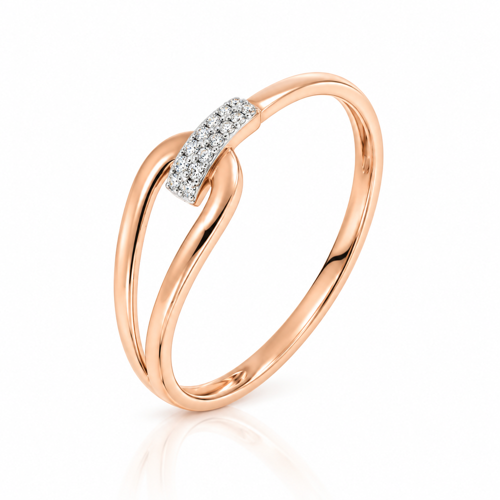Anillo de oro rosado 18k y diamantes blancos naturales 