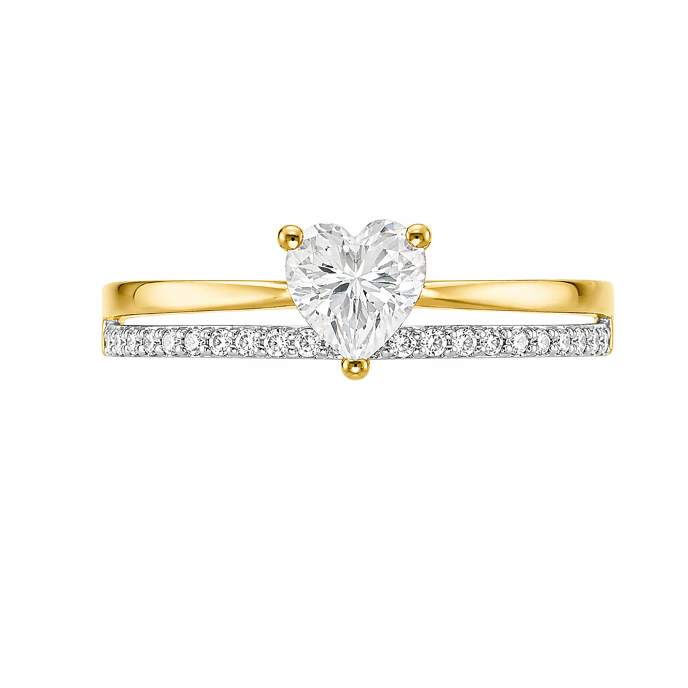 Anillo con diamante de laboratorio en forma de corazón 