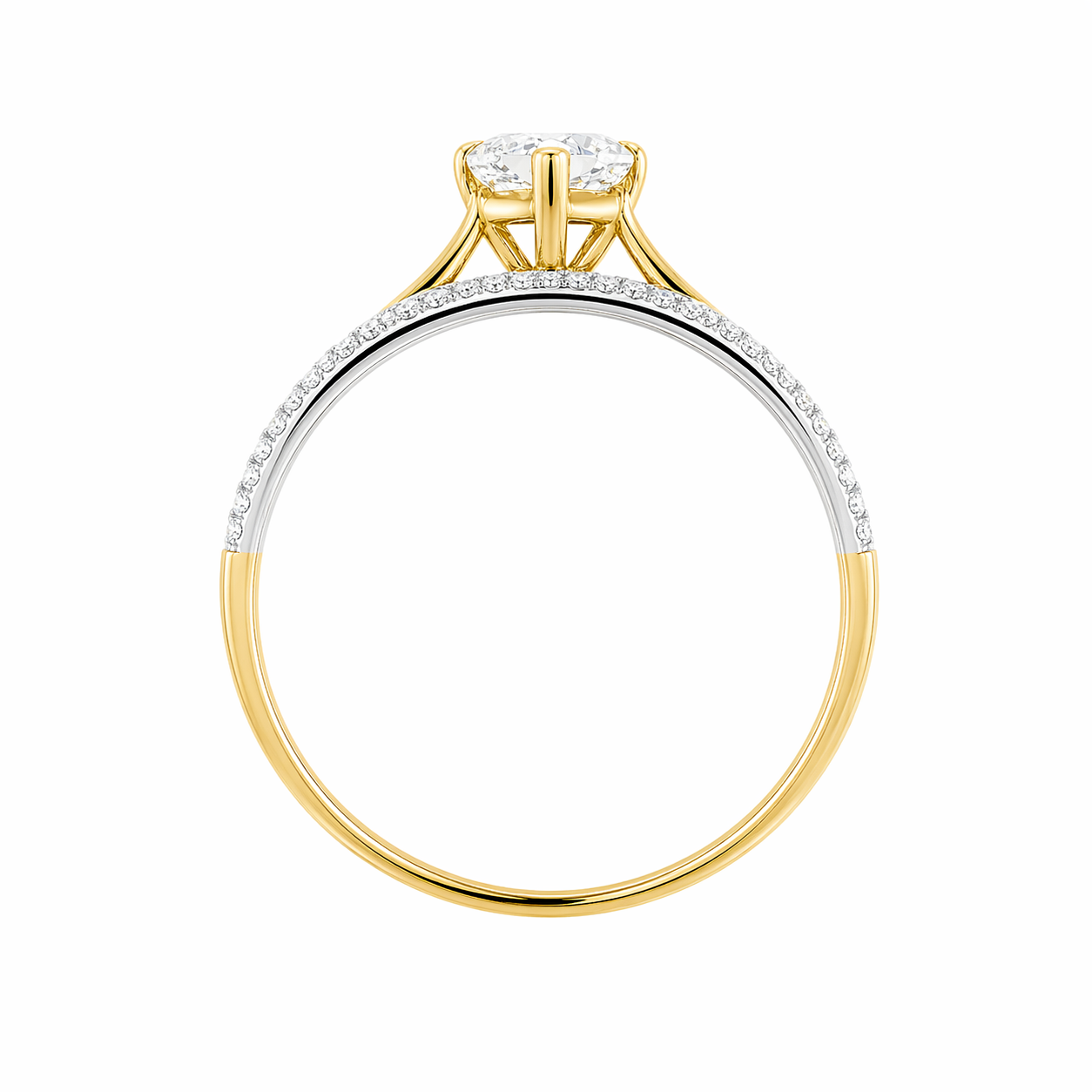 Anillo con diamante de laboratorio en forma de corazón 