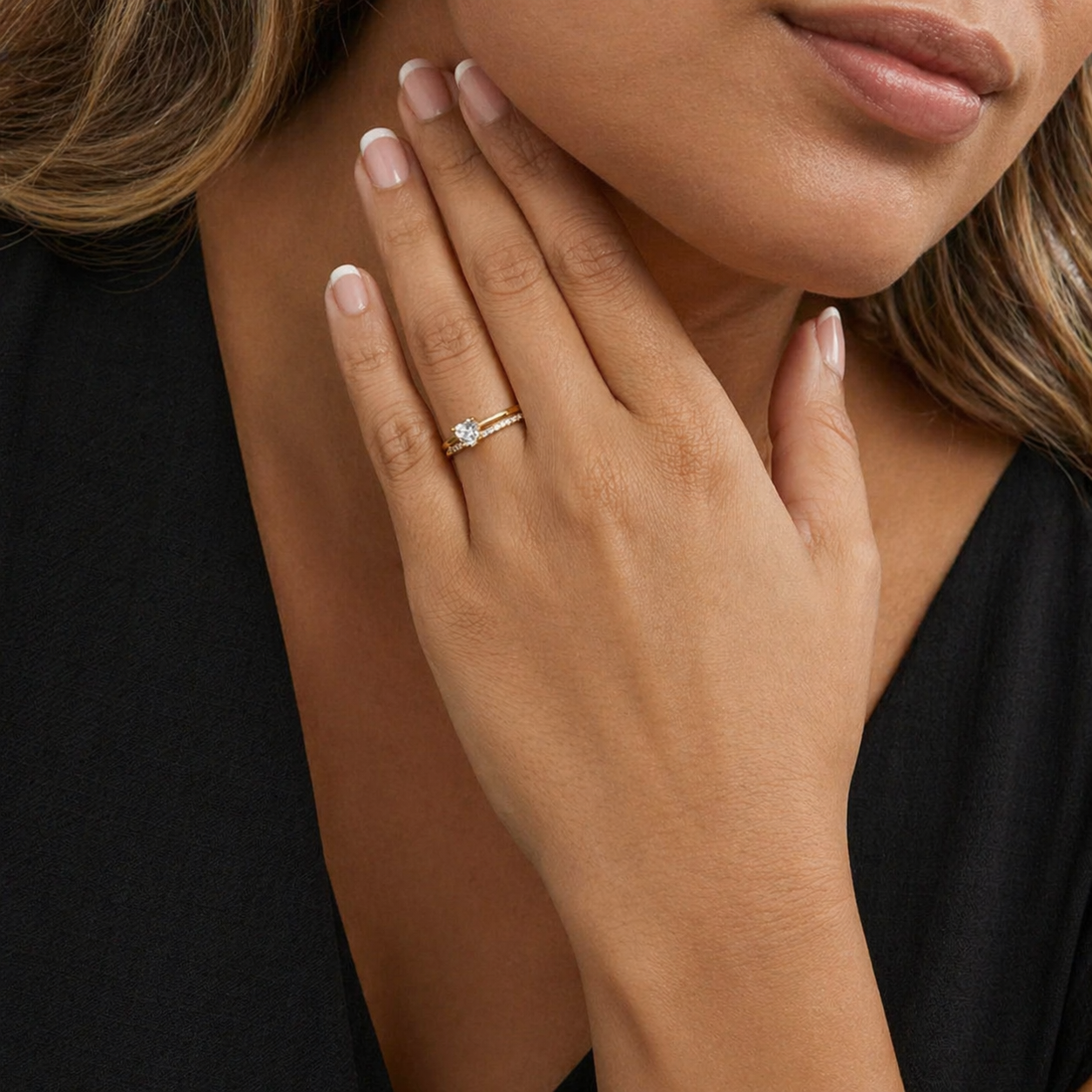 Anillo con diamante de laboratorio en forma de corazón 