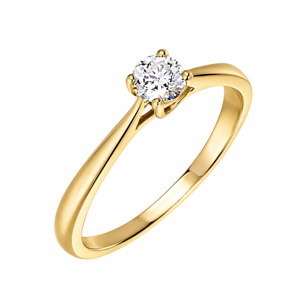 Anillo de compromiso estilo solitario en oro amarillo de 18k con diamante - Marsella