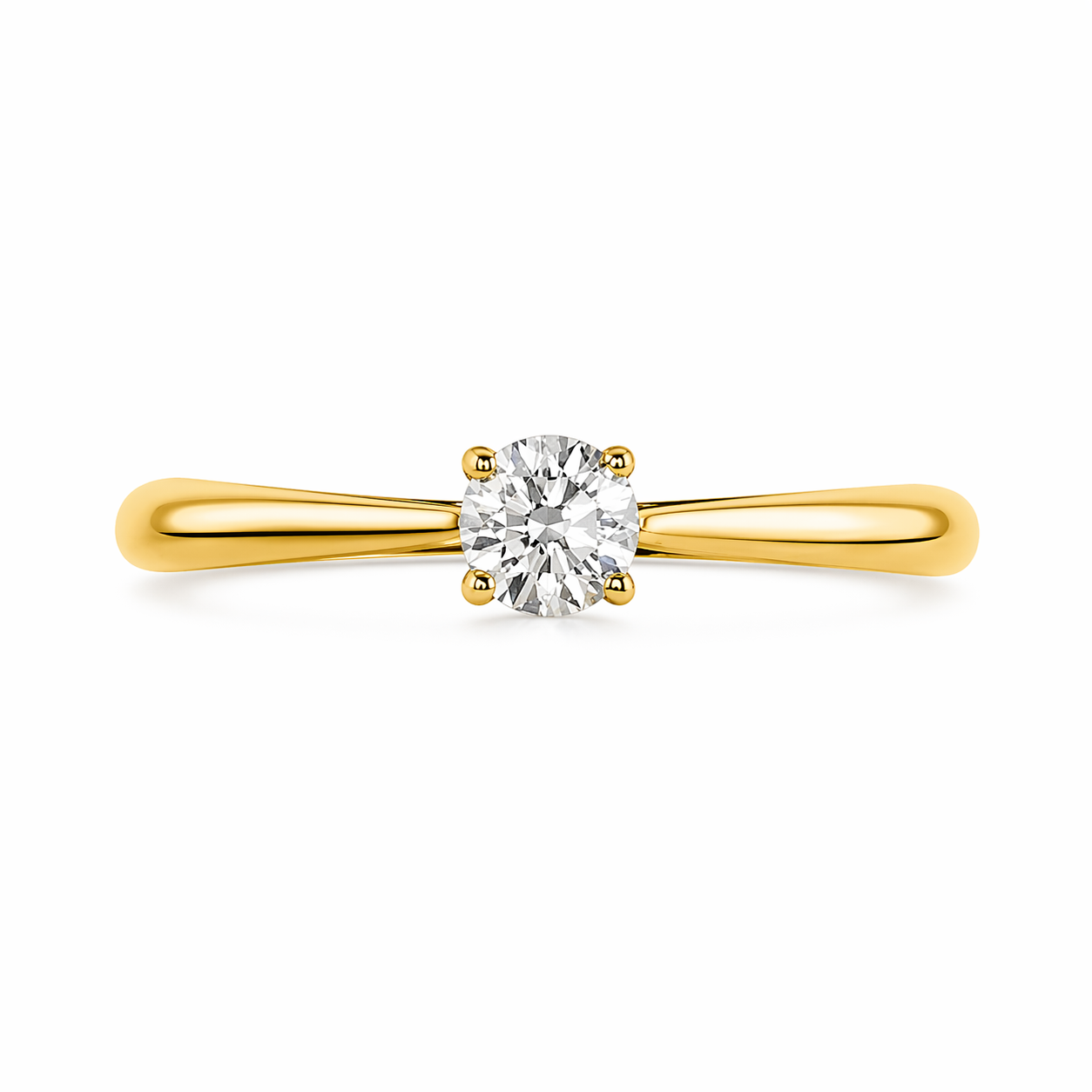 Anillo de compromiso estilo solitario en oro amarillo de 18k con diamante - Marsella
