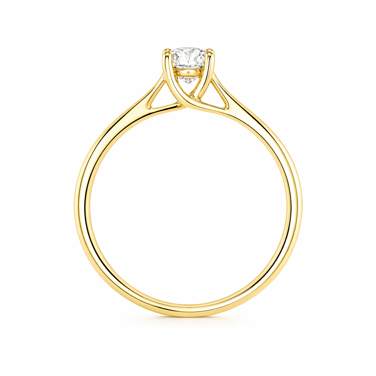 Anillo de compromiso estilo solitario en oro amarillo de 18k con diamante - Marsella
