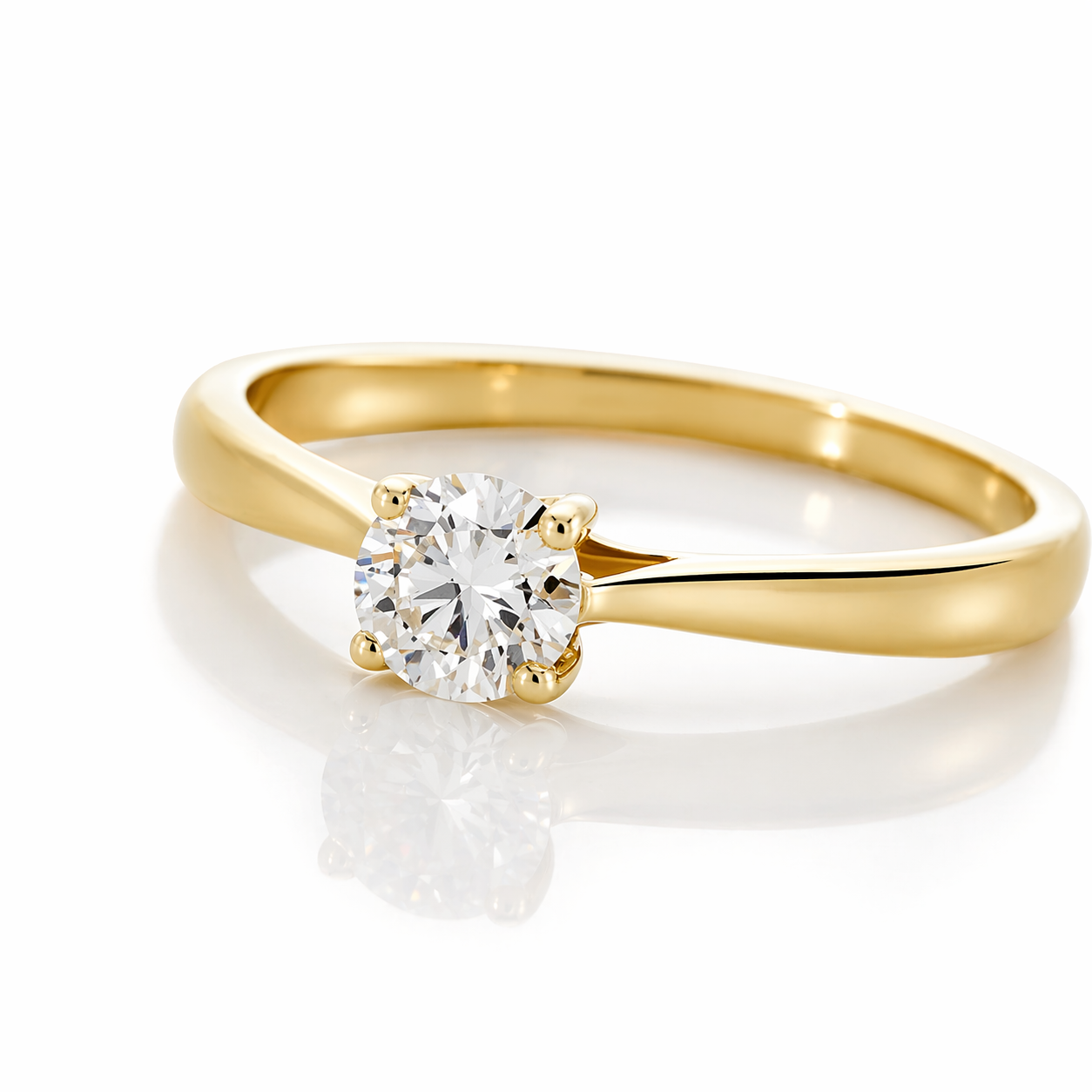 Anillo de compromiso estilo solitario en oro amarillo de 18k con diamante - Marsella