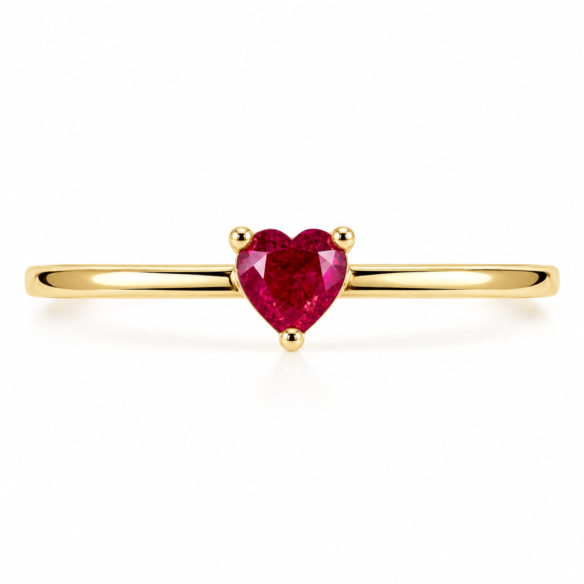 Anillo de oro amarillo 18k con un rubi natural en forma de corazón - Memphis